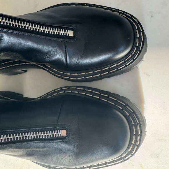 Proenza Schouler Black Chunky Leather Boot with Lug Sole and Zipper, Size 38 - Picture 11 of 15